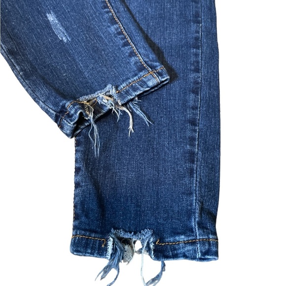 Kancan Distressed Dark Denim Midrise Stretch Jeans, Size 7/27, Grunge, Destroyed - Picture 7 of 11